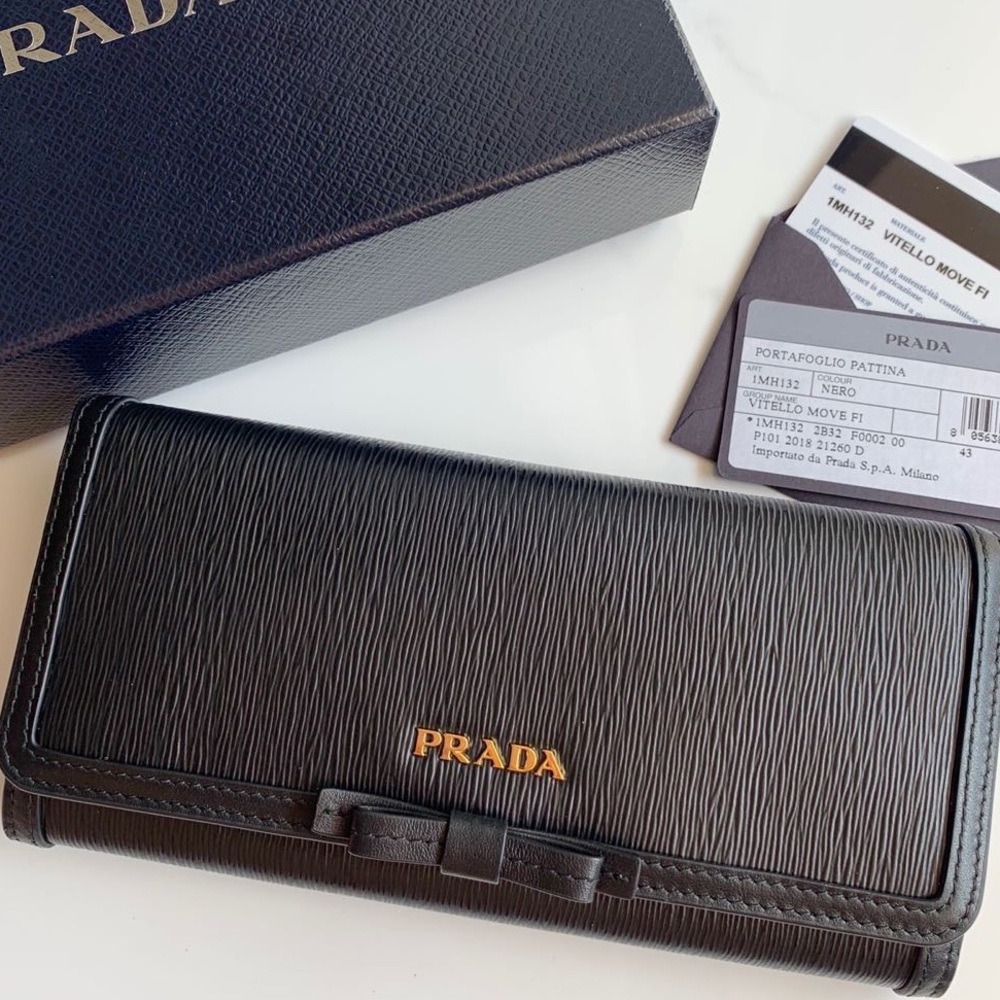 Prada♥️NEW♥️Vitello Move Fi Black Ribbon Leather - Picture 2 of 8